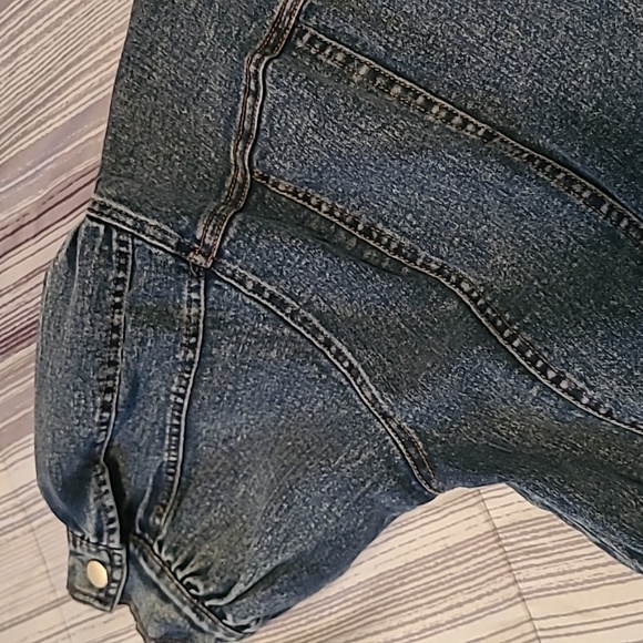 Wmns S  Denim Jumpsuit Balloon Sleeves Banded Ankles Casual Contemporary - Picture 10 of 12